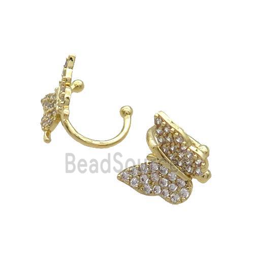 Copper Clip Earring Pave Zircon Gold Plated