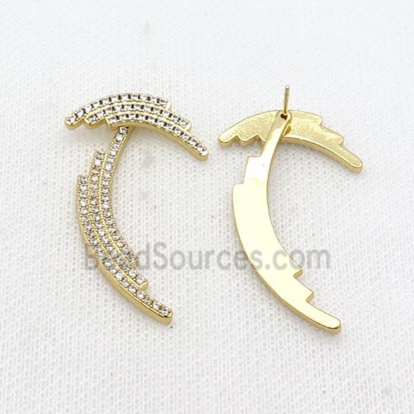 Copper Stud Earring Pave Zircon Gold Plated