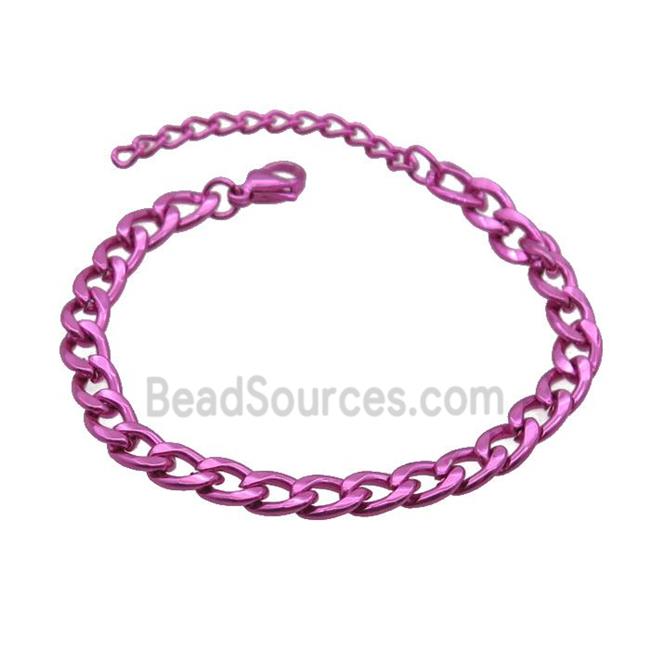 Copper Chain Bracelet HotPink Lacquered