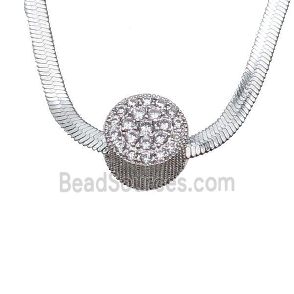 Copper Necklace Pave Zircon Platinum Plated