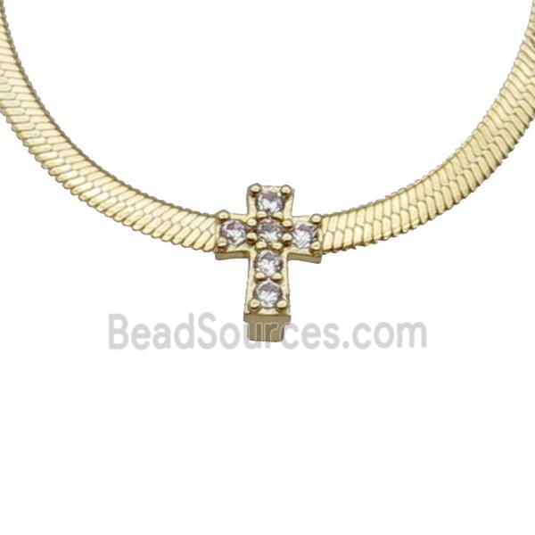 Copper Necklace Pave Zircon Cross Gold Plated