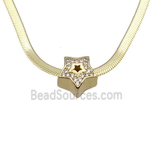 Copper Necklace Pave Zircon Star Gold Plated