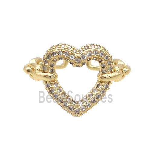 Copper Ring Pave Zircon Heart Gold Plated