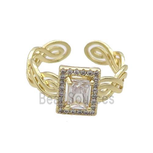 Copper Ring Pave Zircon Clear Crystal Gold Plated