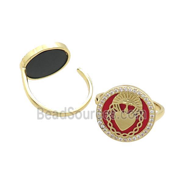 Copper Ring Pave Agate Zircon Gold Plated