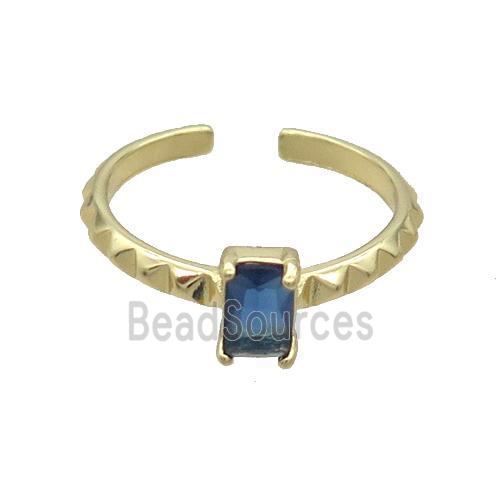 Copper Ring Pave Blue Crystal Gold Plated