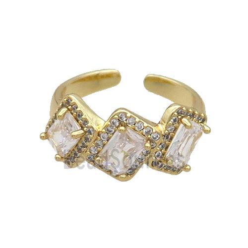 Copper Ring Pave Zircon Blue Crystal Gold Plated