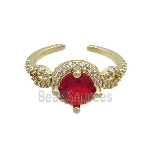 Copper Ring Pave Zircon Ruby Crystal Gold Plated