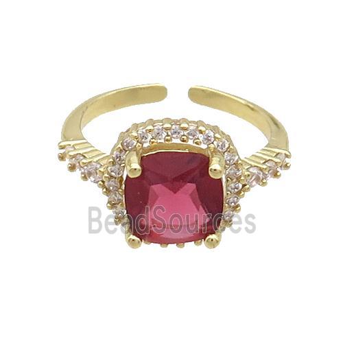 Copper Ring Pave Zircon Ruby Crystal Gold Plated