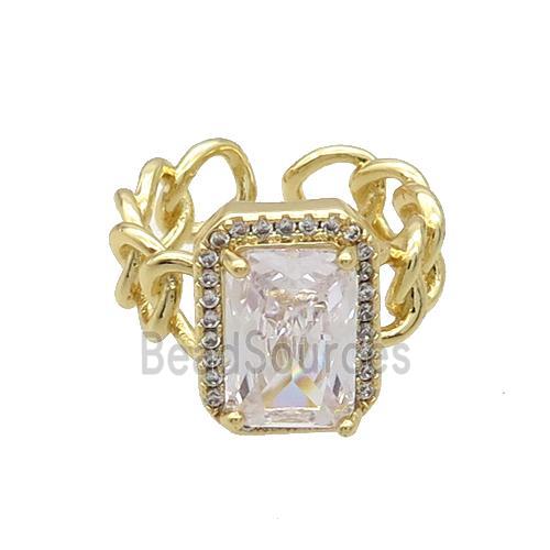 Copper Ring Pave Zircon Clear Crystal Gold Plated