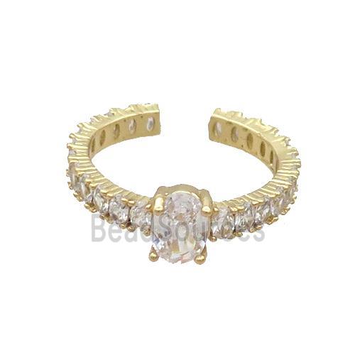 Copper Ring Pave Zircon Clear Crystal Gold Plated