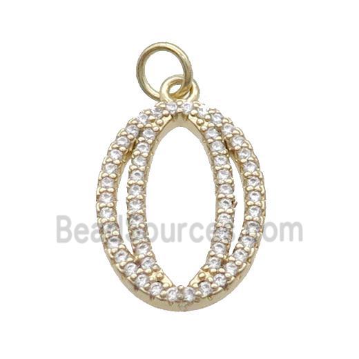 Copper Number-0 Pendant Pave Zircon Gold Plated