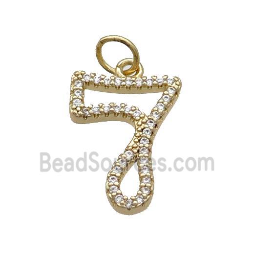 Copper Number-7 Pendant Pave Zircon Gold Plated