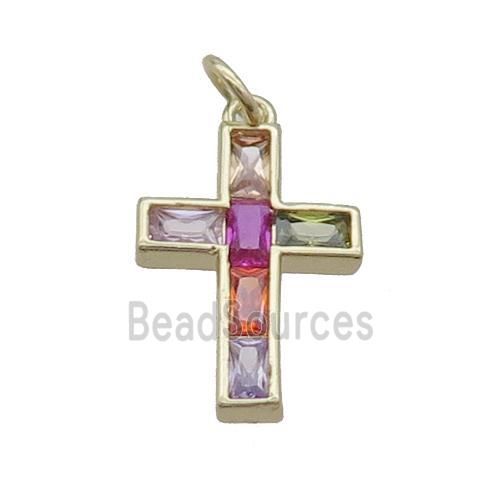 Copper Cross Pendant Pave Zircon Gold Plated