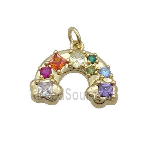 Copper Rainbow Charm Pendant Pave Zircon Gold Plated