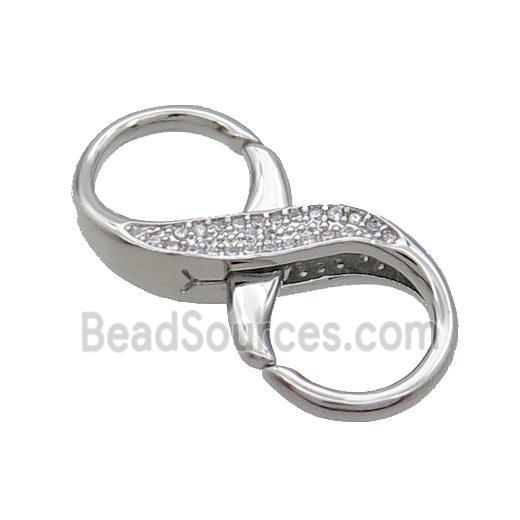 Copper 8 Clasp Pave Zircon Platinum Plated