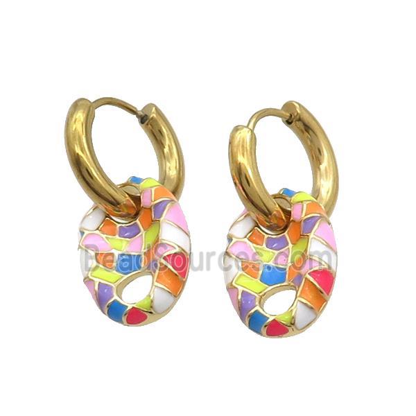 Copper Hoop Earring Multicolor Enamel PigNose Gold Plated