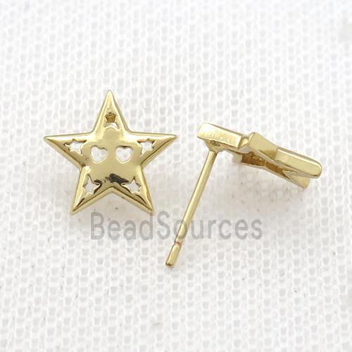 Copper Stud Earring Star Gold Plated