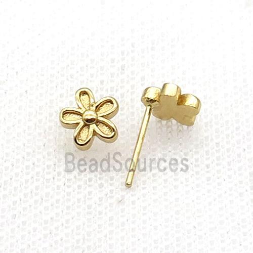 Copper Stud Earring Flower Gold Plated