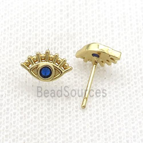 Copper Stud Earring Pave Zircon Eye Gold Plated