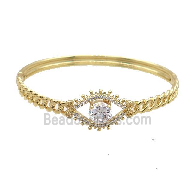 Copper Bangle Pave Clear Crystal Gold Plated