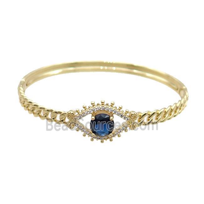 Copper Bangle Pave Blue Crystal Gold Plated