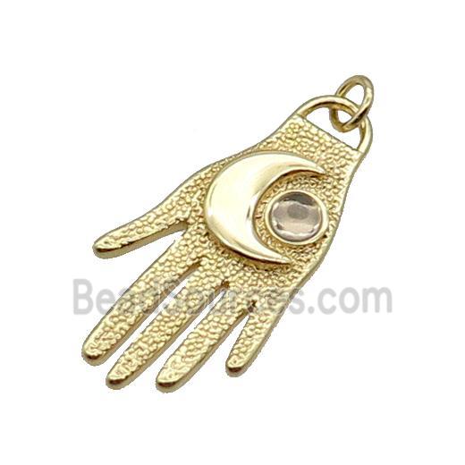 Copper Hand Charm Pendant Moon Gold Plated