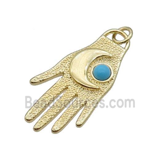 Copper Hand Charm Pendant Moon Gold Plated