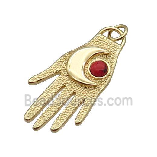 Copper Hand Charm Pendant Moon Gold Plated