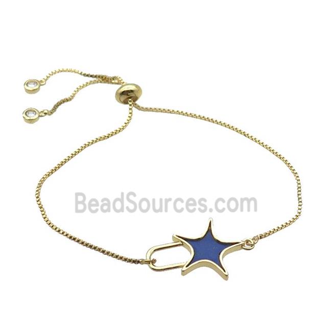 Copper Bracelet Blue Lapis Star Adjustable Gold Plated