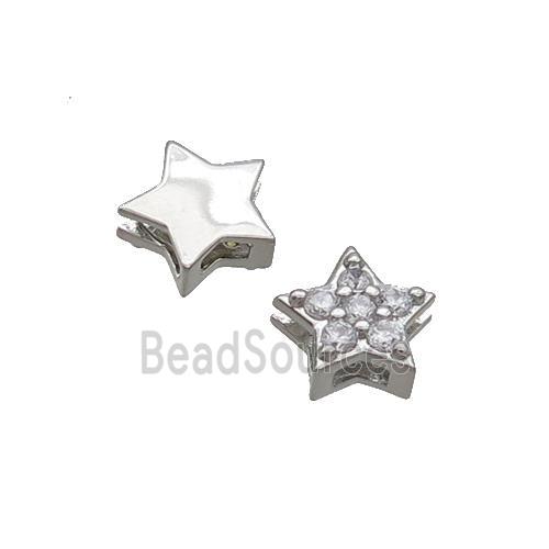 Copper Star Beads Pave Zircon Platinum Plated