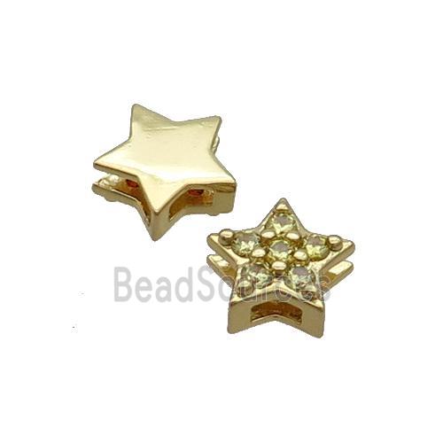 Copper Star Beads Pave Zircon Gold Plated