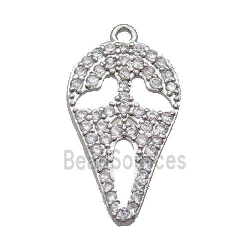 Copper Ghost Pendant Pave Zircon Halloween Platinum Plated