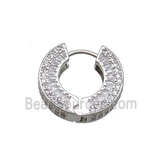 Copper Hoop Earring Pave Zircon Platinum Plated