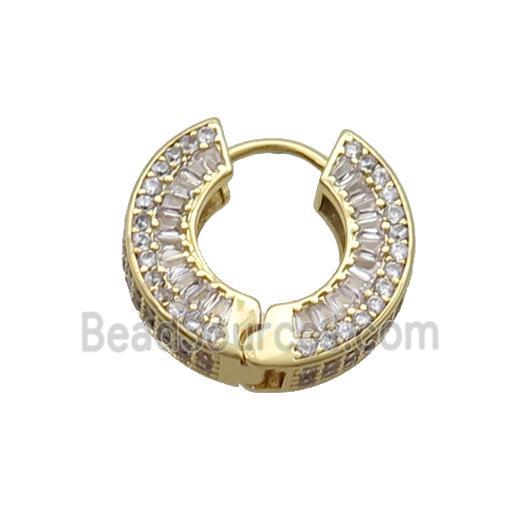 Copper Hoop Earring Pave Zircon Gold Plated