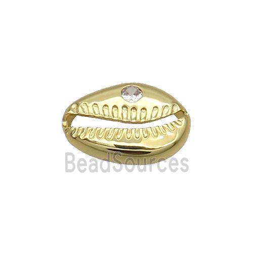 Copper Conch Connector Pave Zircon Gold Plated