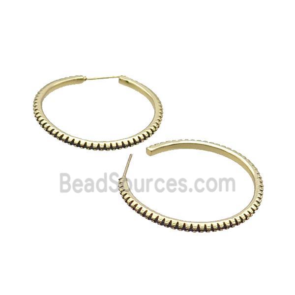 Copper Stud Earring Pave Zircon Circle Gold Plated