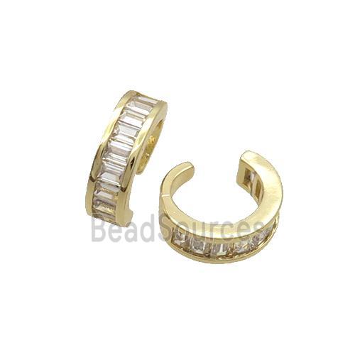 Copper Clip Earring Pave Zircon Gold Plated