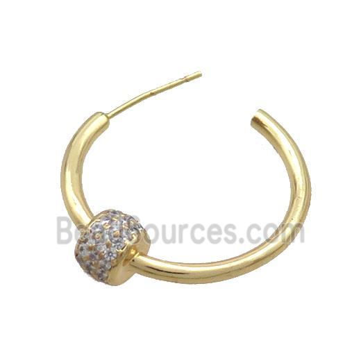 Copper Stud Earring Pave Zircon Gold Plated