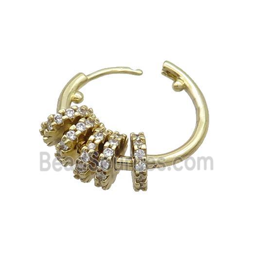 Copper Hoop Earring Pave Zircon Gold Plated