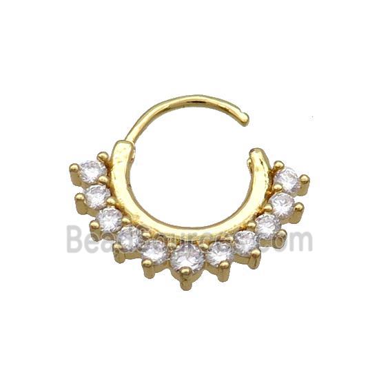 Copper Hoop Earring Pave Zircon Gold Plated