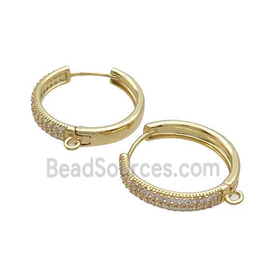 Copper Hoop Earring Pave Zircon Gold Plated