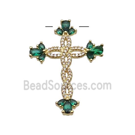 Copper Cross Pendant Pave Zircon Gold Plated