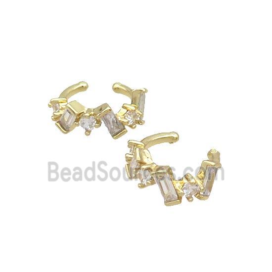 Copper Clip Earring Pave Zircon Gold Plated