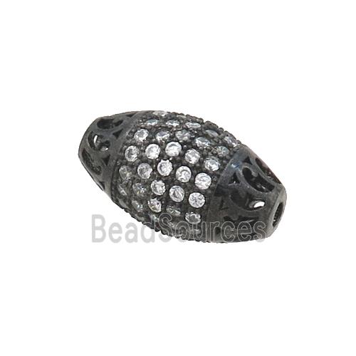 Copper Rice Beads Pave Zircon Black Plated