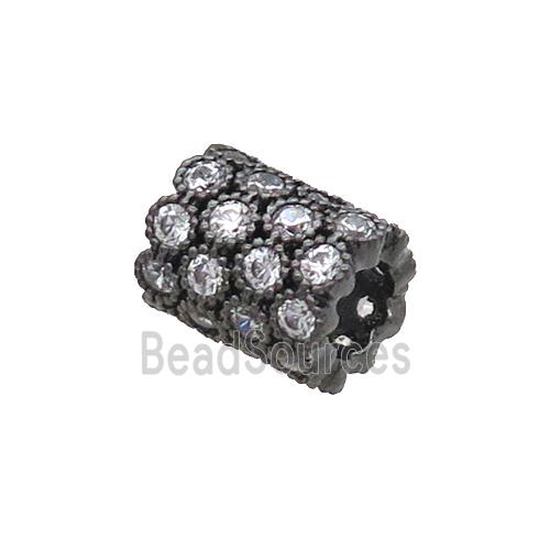 Copper Tube Beads Pave Zircon Large Hole Black Plated