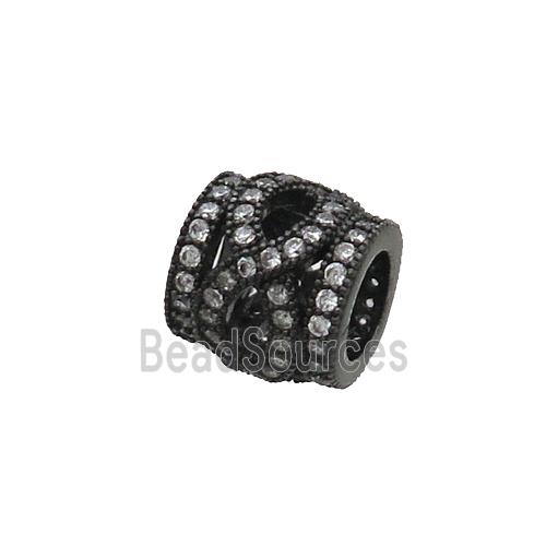 Copper Tube Beads Pave Zircon Black Plated