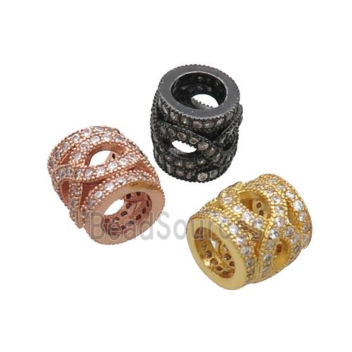 Copper Tube Beads Pave Zircon Mixed