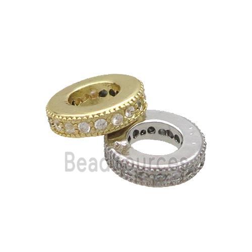 Copper Heishi Beads Spacer Pave Zircon Large Hole Mixed