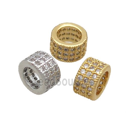 Copper Tube Beads Pave Zircon Large Hole Mixed